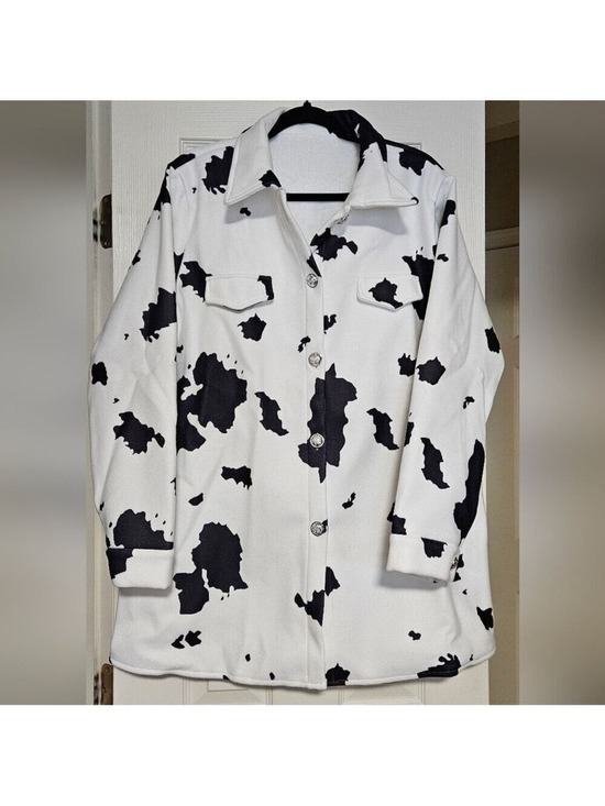 Jackets & Blazers - Western Black and White Cow Print Jacket Women's 2XL